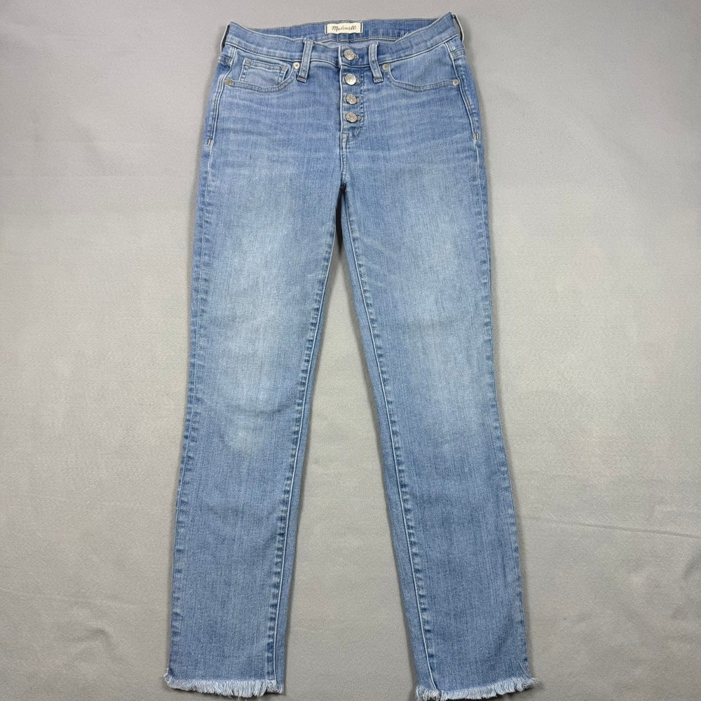 Madewell 9 High-Rise Skinny Crop Jeans Light Wash Raw Hem Size 26